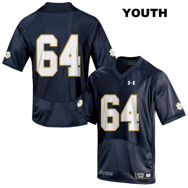 Youth NCAA Notre Dame Fighting Irish #64 Max Siegel Stitched College Under Armour Authentic Navy No Name Football Jersey KO10T87ID